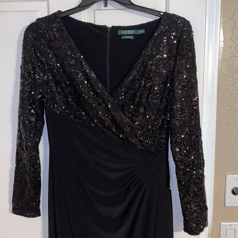 Ralph Lauren Black Sequin Dress NWT